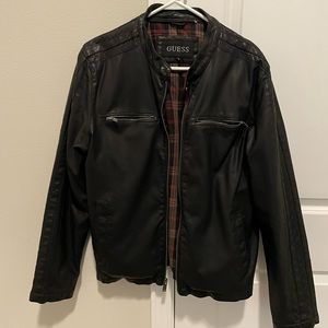 Guess Leather Jacket, Size: M, Color: Black